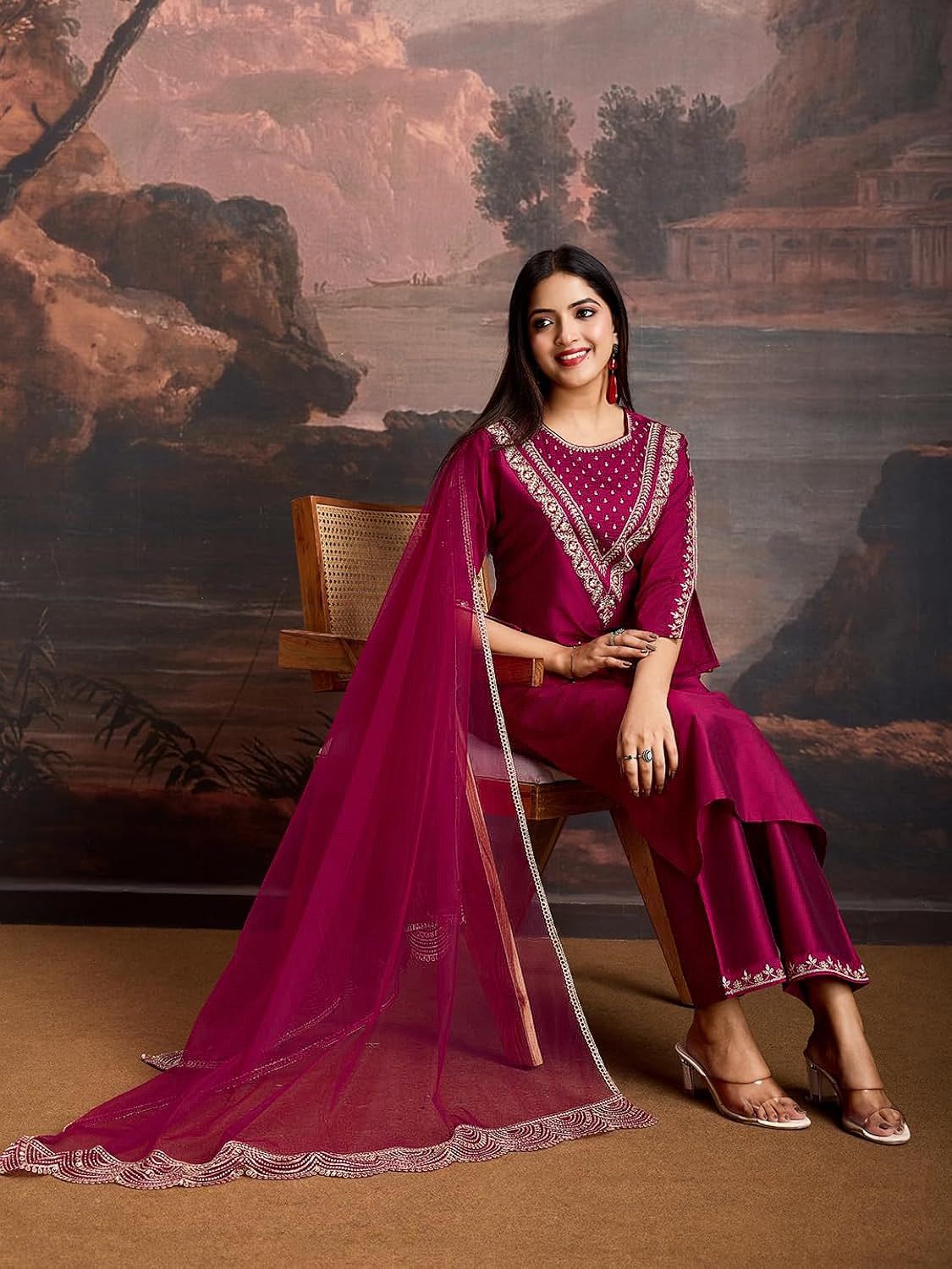 Roman Fabric Suit Set Purple